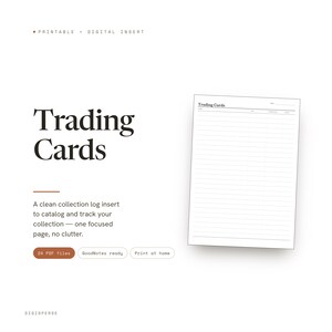 Trading Cards Planner Insert | Collection Log | GoodNotes iPad PDF | Digital Download