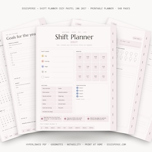 Dated Cozy Pastel Shift Planner 2027 | Rotation, Pay, Sleep Trackers (Digital PDF)