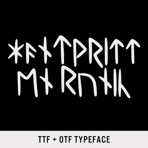 Fuente rúnica manuscrita OTF/TTF - 81 glifos rúnicos con 4 variaciones cada uno - Archivo de texto de juego de caracteres Unicode incluido - Descarga digital instantánea