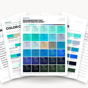 Teal Blue Color Palette – 30 Bioluminescent Bay Procreate Swatches, Hex RGB CMYK & ASE
