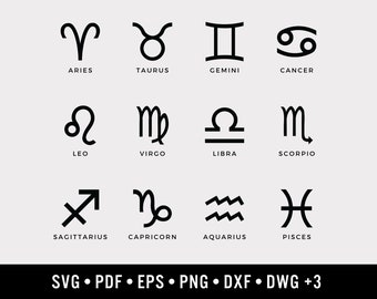 Zodiac SVG Bundle | Astrology Clipart, 12 Signs (Digital Download)