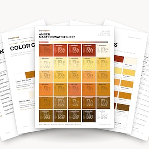 Amber Color Palette | 30 Colors | Hex RGB CMYK | Color Guide | Procreate Swatches + ASE | Digital Download