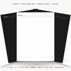 Returns Planner Insert | Ecommerce Planner | GoodNotes iPad PDF | Digital Download