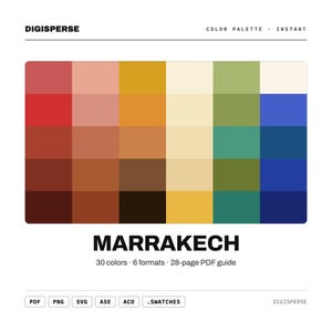 Marrakech Color Palette | 30 Colors | Hex RGB CMYK | Color Guide | Procreate Swatches + ASE | Digital Download