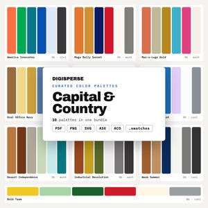 Pacchetto di combinazioni di colori blu federale, 10 palette di capitali e paesi per l'immagine aziendale governativa, l'arredamento di studi legali e il design politico.