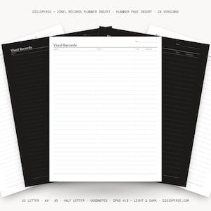 Vinyl Records Planner Insert | Collection Log | GoodNotes iPad PDF | Digital Download