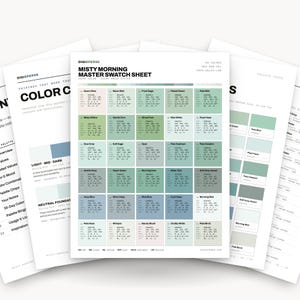 Green Blue Color Palette – 30 Misty Morning Procreate Swatches, Hex RGB CMYK & ASE