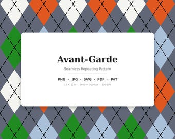 Avantgarde Classic Argyle Seamless Muster | Mehrfarbige Avantgarde | .png .jpg .svg .pdf .pat | Digitales Papier | Stoff- und Oberflächendesign
