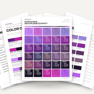 Kleurenpalet Purple Rain | 30 kleuren | Hex RGB CMYK | Kleurengids | Procreate-kleurstalen + ASE | Digitale download