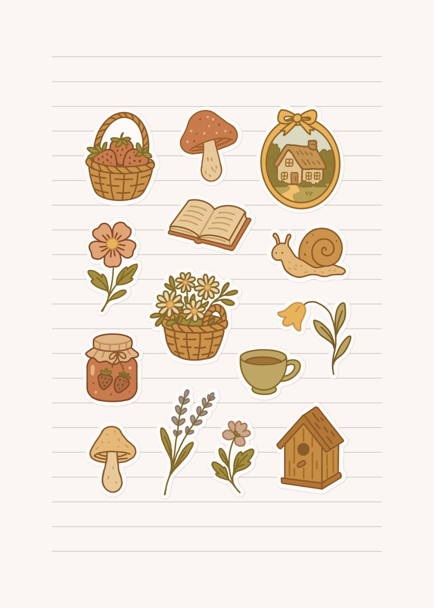 Cottagecore Goodnotes Sticker Pack – Hand-drawn Digital Planner ...