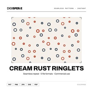Seamless Digital Paper | Cream Rust Ringlets | Fabric Wallpaper | PNG SVG PDF