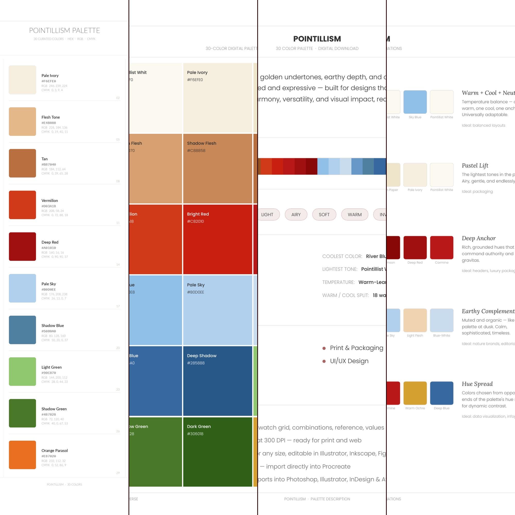 Pointillism Color Palette | 30 Colors | HEX RGB CMYK | Procreate ...