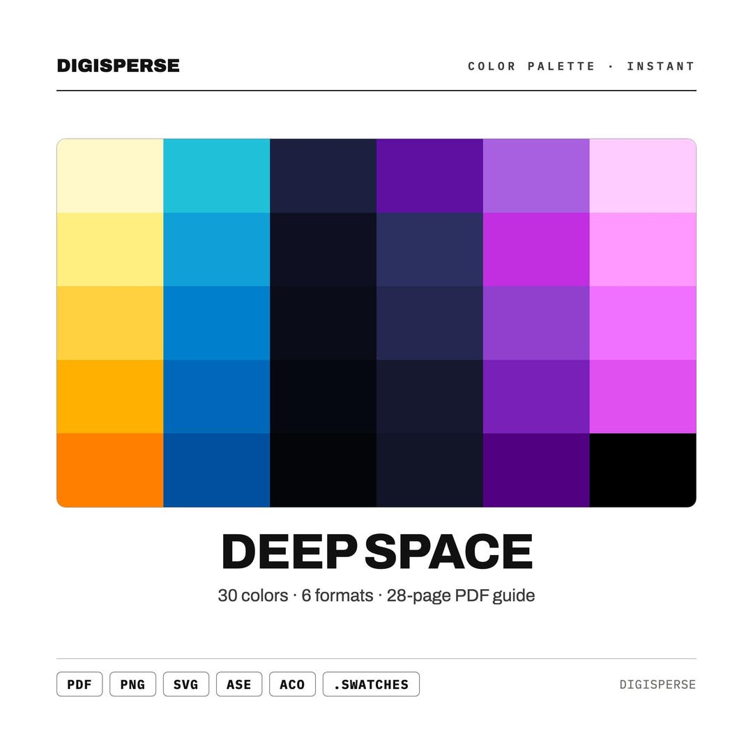 Deep Space Color Palette | 30 Colors | Hex RGB CMYK | Color Guide ...