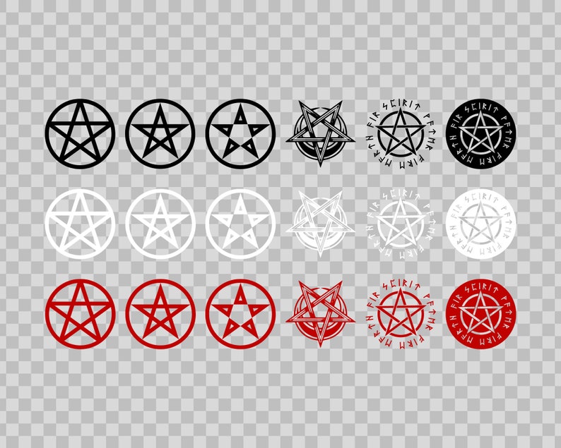 Pentagram Vector Graphics Bundle (6 Designs, Prepared in 3 Colors & 12 ...