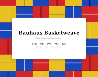 Bauhaus Korbgeflecht nahtlose Muster | Mehrfarbiges Bauhaus Korbgeflecht | .png .jpg .svg .pdf .pat | Digitales Papier | Stoff- und Oberflächendesign