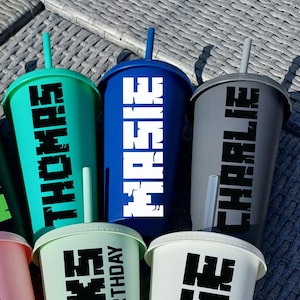 Personalized Gamer Cold Cup: Birthday Party Favor with Lid & Straw