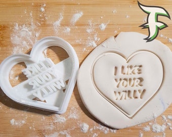 Heart Cookie Cutter I Like Your Willy Funny Valentines Day Gift Idea | biscuit fondant clay cutter Rude Humor