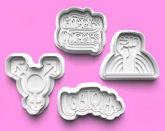 LGBTQ Pride Cookie Cutter Set: 3D Printed Fondant Stamp