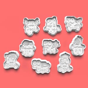 Milestone Birthday Cookie Cutter & Fondant Stamp: 18th-90th Celebration