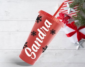 Christma Drinking Cup Gift Present | Custom Cold Cup Christmas Present Secret Santa | Stocking Filler Gifts