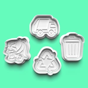 Trash Truck Cookie Cutter Set – Custom Printed Garbage Truck Shape for Kids Birthday, Construction Party, Baking Fun