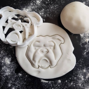 Bulldog cookie cutter Animal head baking biscuit cutters 3D printed Kids Craft stamp embosser