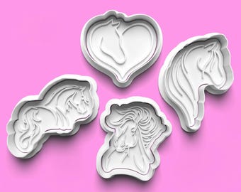 Horse Cookie Cutter & Fondant Stamp Set: Equestrian Party Decor