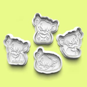 ハイランド牛のクッキーカッターとフォンダンスタンプセット - パーティーのお祝い、誕生日ケーキ、ベーカークッキー、ベーキングの楽しみ、シュガービスケットトッパー