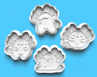 Axolotl Cookie Cutter & Fondant Stamp Set: 3D Printed Baking