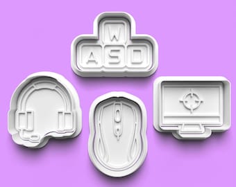 PC-gamer koekjessnijderset: 3D-geprinte gamingkoekjes fondantstempel