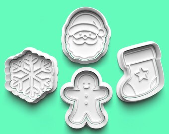 Gingerbread Santa Cookie Cutter Set: 3D Printed Holiday Baking
