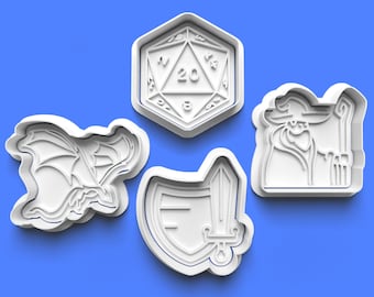 Dungeons and Dragons Cookie Cutter Set: Dice, Dragon, Wizard
