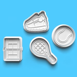 Cookie Cutter and fondant stamp 4 Pieces Tennis Sport Racket Ball Set, Party Celebration birthday Cake Baker Cookies Baking