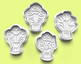 Flower Bouquet Cookie Cutter Set: 3D Floral Stamp for Baking