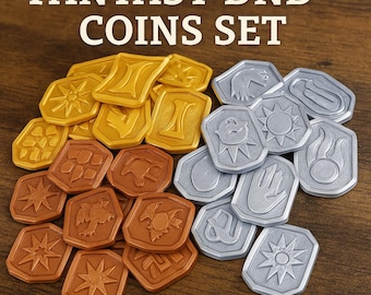 Ensemble de pièces de monnaie fantastiques : jetons RPG en or, argent et cuivre - Donjons et dragons, Pathfinder