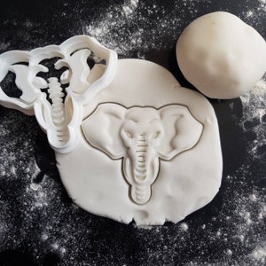 Elephant cookie cutter Animal head baking biscuit cutters 3D printed Kids Craft stamp embosser