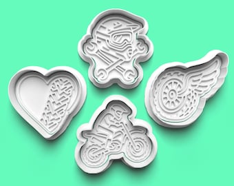 Set di formine per biscotti a forma di moto da cross stampate in 3D: tema motocross