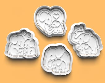 Elephant Family Cookie Cutter Set: 3D Printed Safari Theme