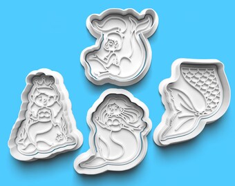 Mermaid Cookie Cutter Set: 3D Stamp for Under the Sea Party