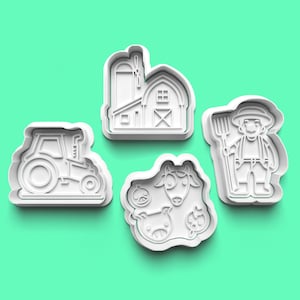 クッキーカッターとフォンダンスタンプ 農場のトラクター 農家 納屋 動物 セレクションセット、パーティー お祝い 誕生日 ケーキ ベーカー クッキー ベーキング