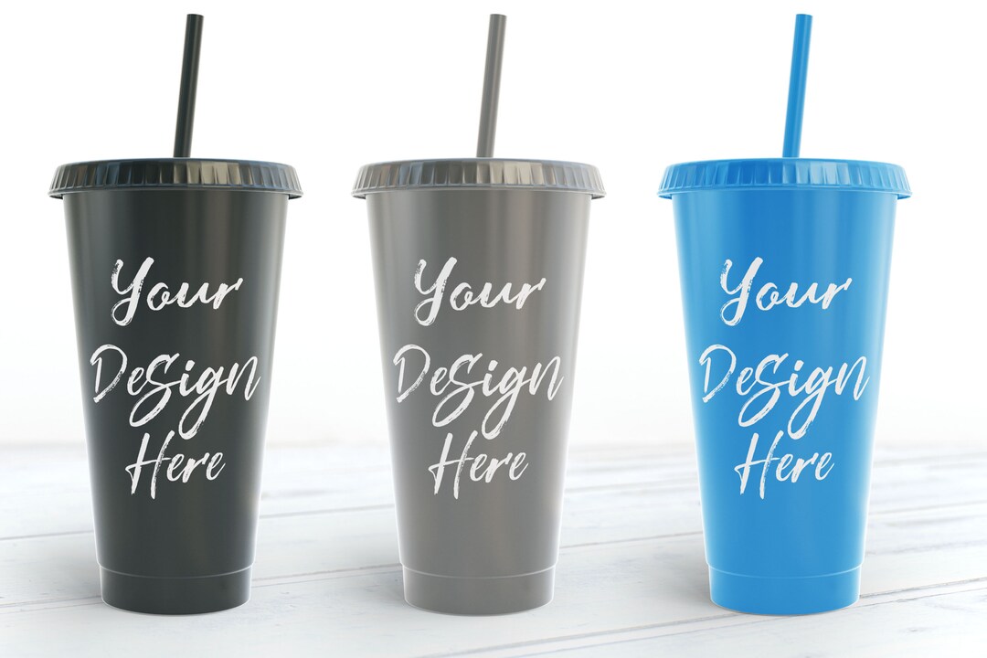 Customizable 24oz Cold Cup: Personalized on Solid Color Tumbler ...