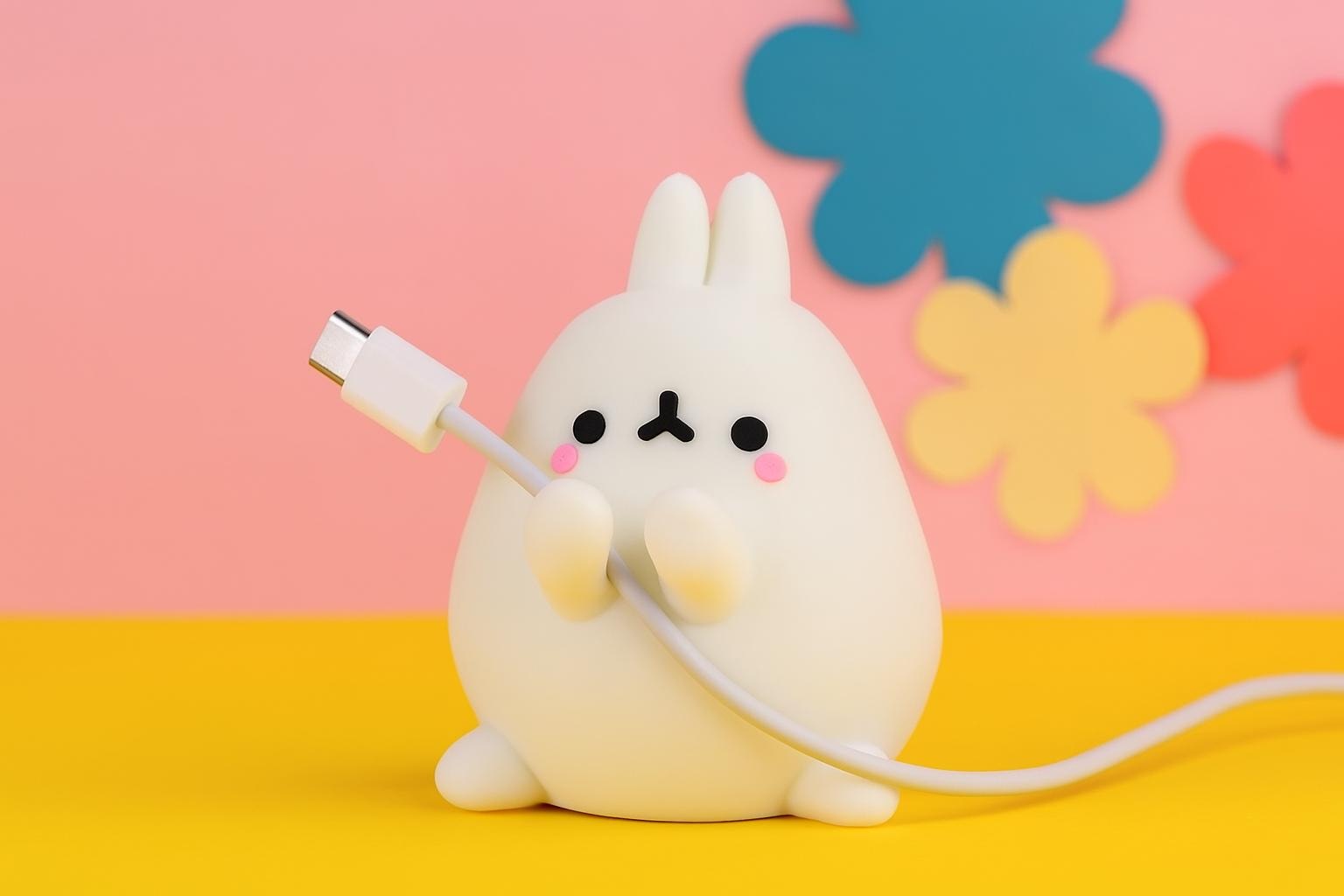 Porte-câbles lapin kawaii : organiseur de bureau imprimé en 3D