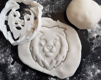 Lion cookie cutter Animal head baking biscuit cutters 3D printed Kids Craft stamp embosser