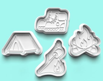 Camping Cookie Cutter Set: Tent, Campfire, Boot, S&#39;more (3D Printed)