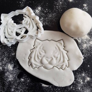 Tiger cookie cutter Animal head baking biscuit cutters 3D printed Kids Craft stamp embosser