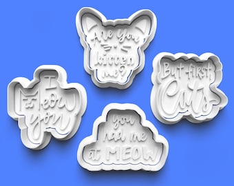 Cat Lover Cookie Cutter & Fondant Stamp Set - Handmade 3D Printed
