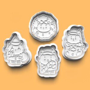 クリスマス キャッツ クッキー カッター & フォンダン スタンプ セット – ホリデー ベーキング ツール、楽しいパーティーのお祝い、ベーカー向けのテーマ クッキー