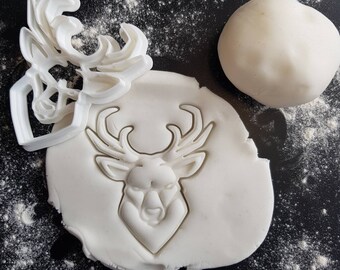Deer Hunting cookie cutter Animal head baking biscuit cutters 3D printed Kids Craft stamp embosser