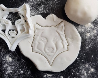 Wolf head cookie cutter Party Theme baking biscuit cutters 3D printed, animal stamp embosser icing fondant