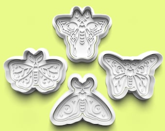 Moth and Butterfly Cookie Cutter Set: 3D Printed Fondant Stamp